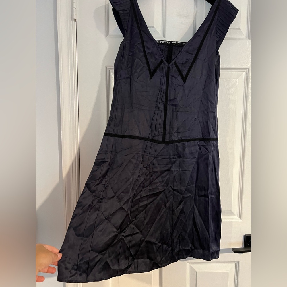 ZARA vintage Y2K low waist midi slip dress with black lace & crochet 100% silk M - Picture 3 of 8